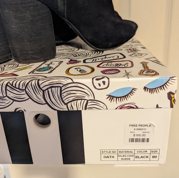 Jeffrey Campbell Black Suede Leather Heeled Open Toe Boot Booties Shoes Size 8 - Picture 2 of 8